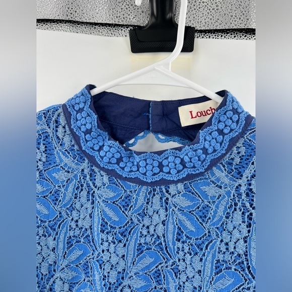 Louche blue open back lace overlay dress size 14 - Picture 5 of 11